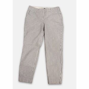 Express Columnist Ankle Mid-Rise Crop Trouser Women's 2R Striped Business Slacks
